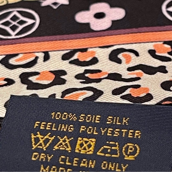 New 100% Silk "Wild Elegance" Bandeau Scarf - Leopard, Chain & Floral - Picture 3 of 3